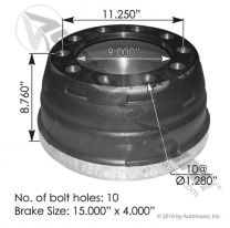 Automann Brake Drum 15.00"x4.00"