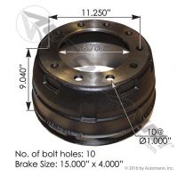 Automann 15.00" X 4.00" X 8.780" Drum | Peterbilt Truck Parts