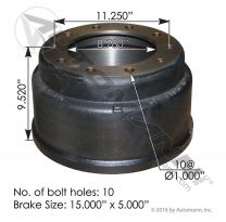 Automann 15.00" X 4.00" Brake Drum | Peterbilt Truck Parts