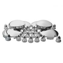 Trux Complete Stainless Steel Hub Cap & Chrome ABS Plastic Cover Kit